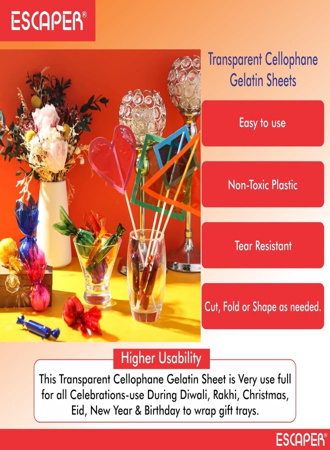 ESCAPER أوراق الجيلاتين الشفافة من السيلوفان من إسكابر (19 × 29 بوصة) - أوراق جيلاتين شفافة لتعبئة سلال الطعام، والأعمال الحرفية، والتغليف اليدوي، وسلال الهدايا، والتغليف الزخرفي (أخضر) - Image 5